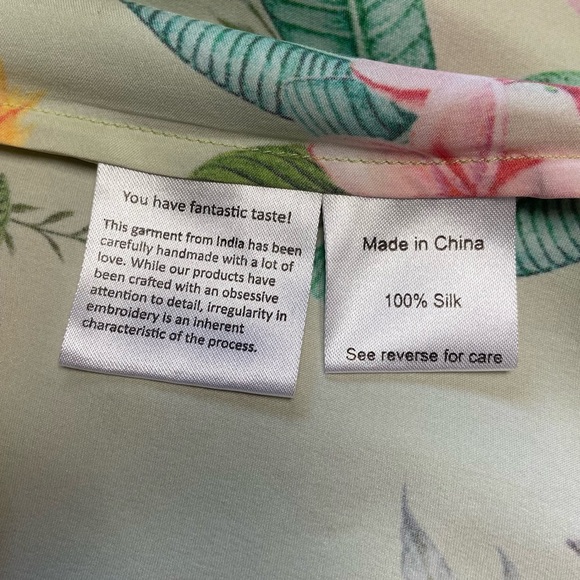 ROCOCO SAND Rue Short Dress 100% Silk Large Lime Green Colourful Floral - Picture 11 of 15